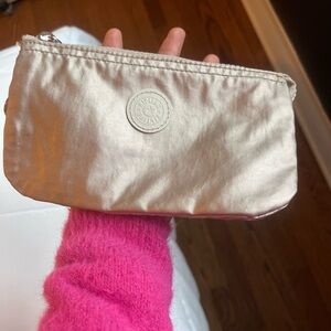 Kipling Stylish Metallic Pouch with Silver Monkey